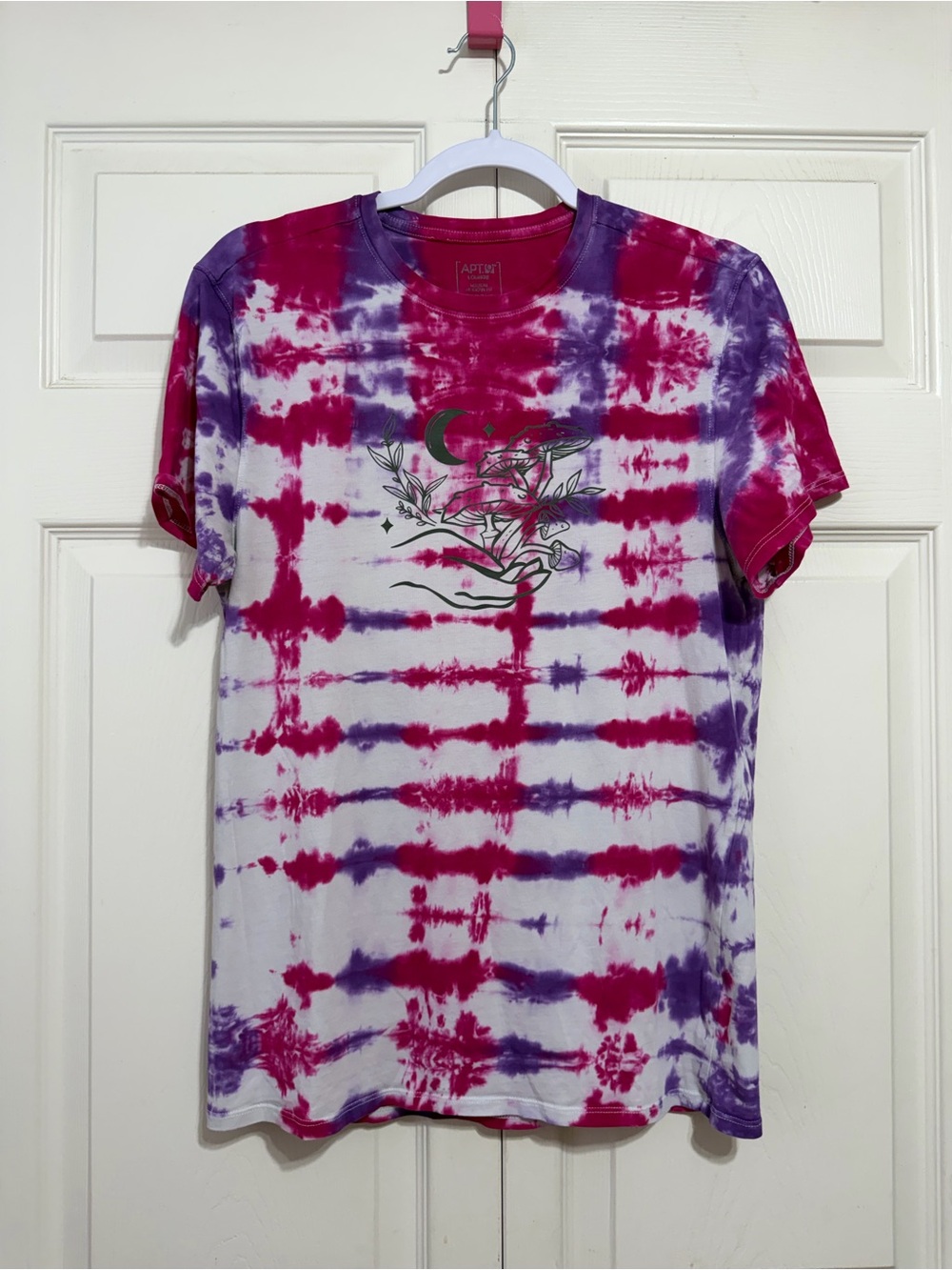 Upcycled Tie-Dye Mushroom Graphic Tee - Pink & Purple